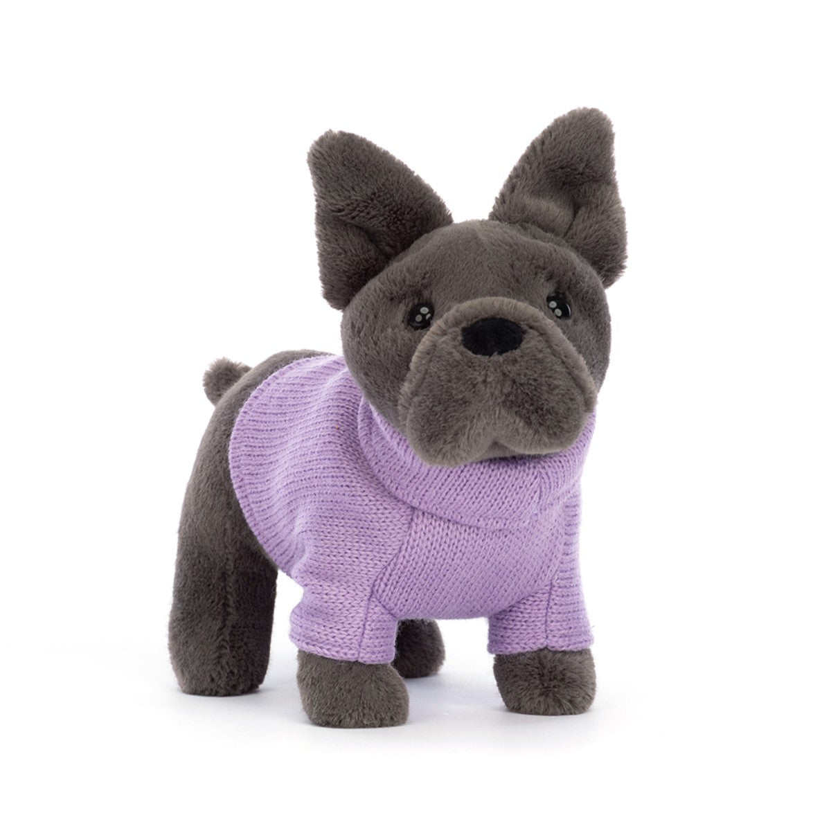 Fransk Bulldog, lilla sweater, 19 cm