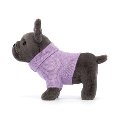 Fransk Bulldog, lilla sweater, 19 cm