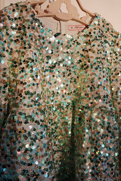 Lila sequins kjole, grøn