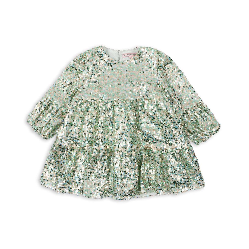 Lila sequins kjole, grøn 