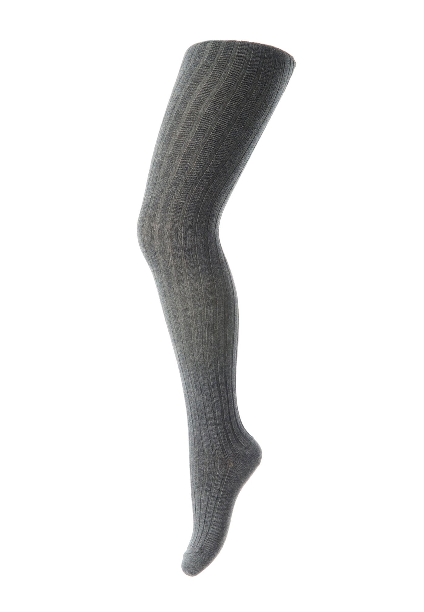 Strømpebukser, cotton rib tights, dark grey melange