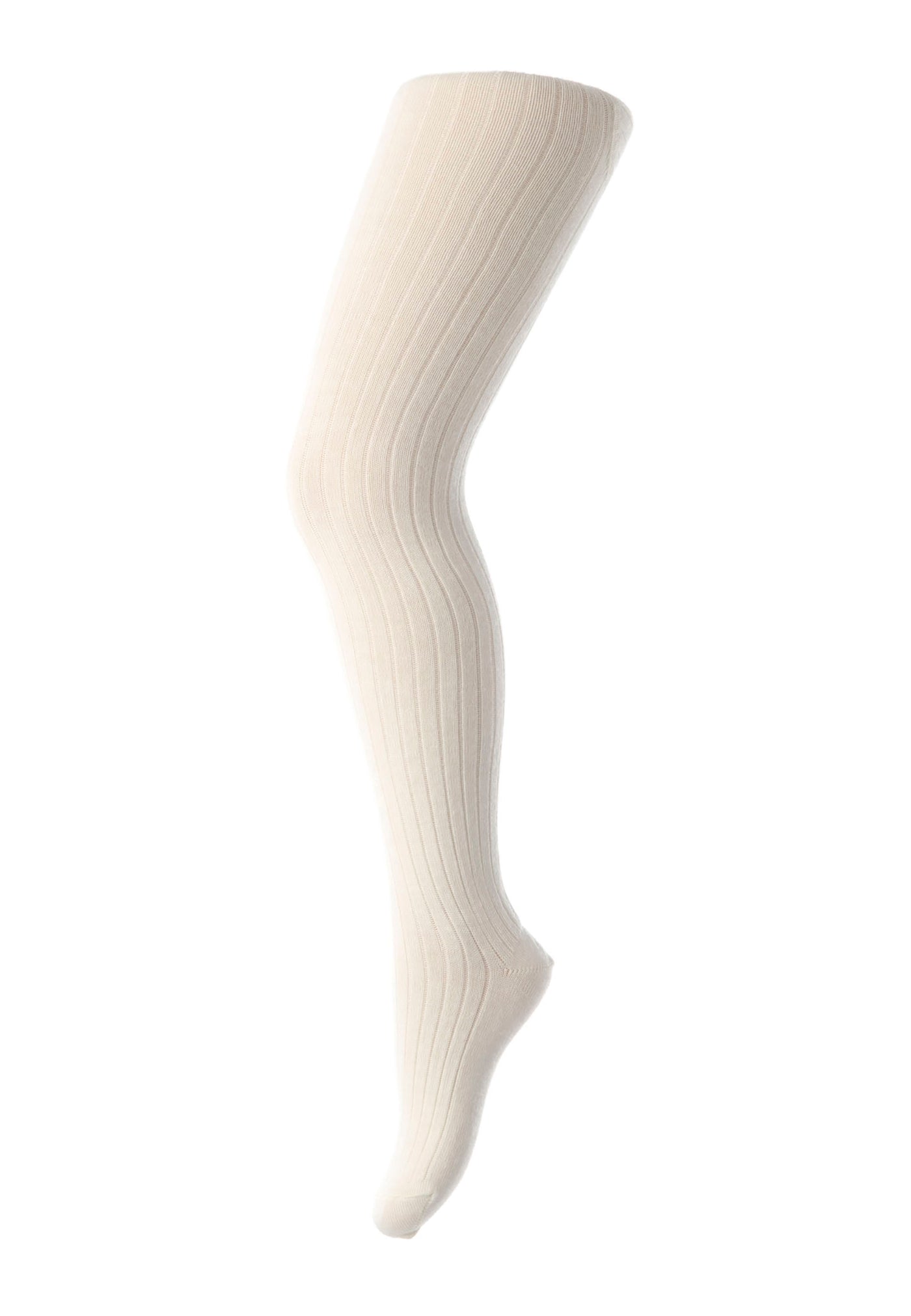 Strømpebukser, cotton rib tights, white