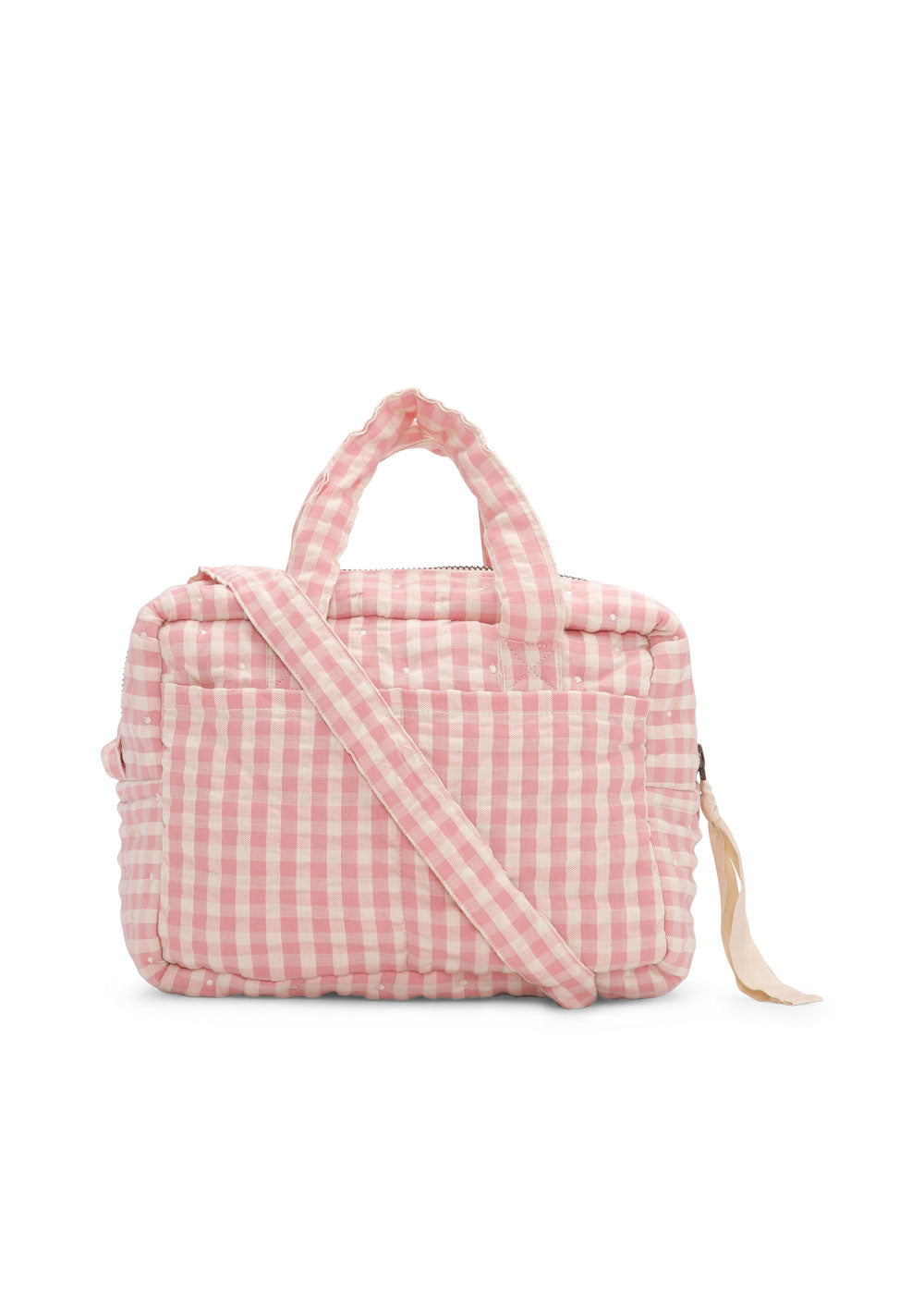 Pusletaske til dukker, powder pink check